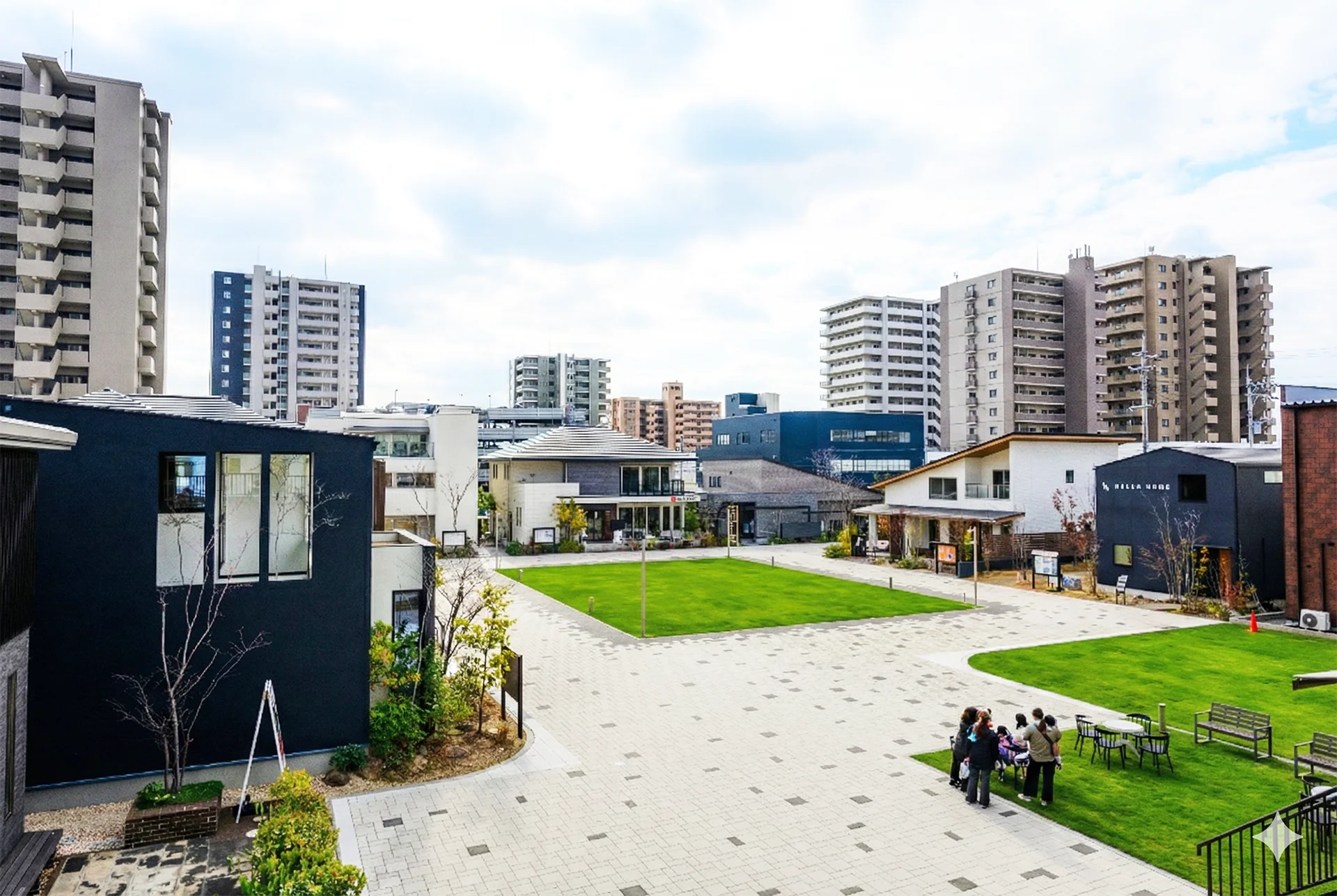 Dummy image: Exterior of Toiyacho Terrace housing display park with cafes and shops nearby